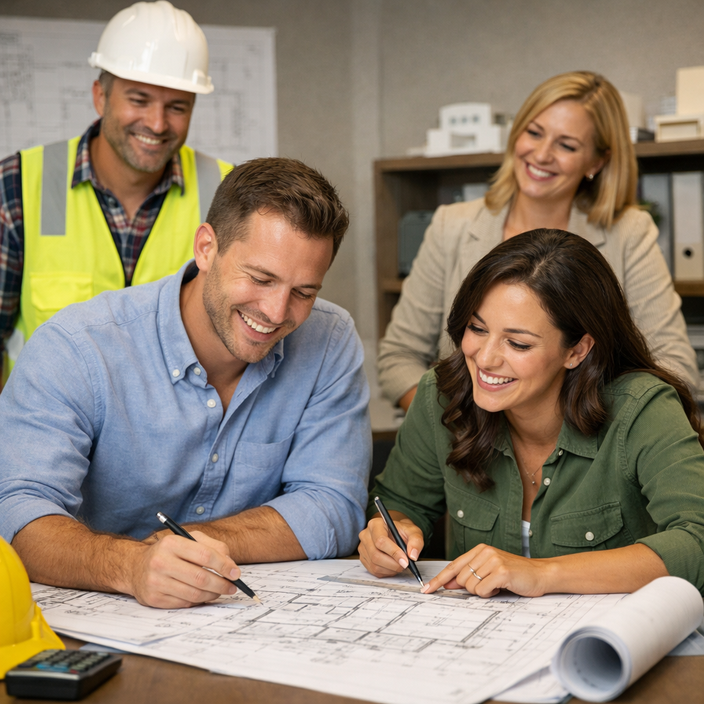 Architects With Client And General Contractor {{brizy_dc_image_alt imageSrc=